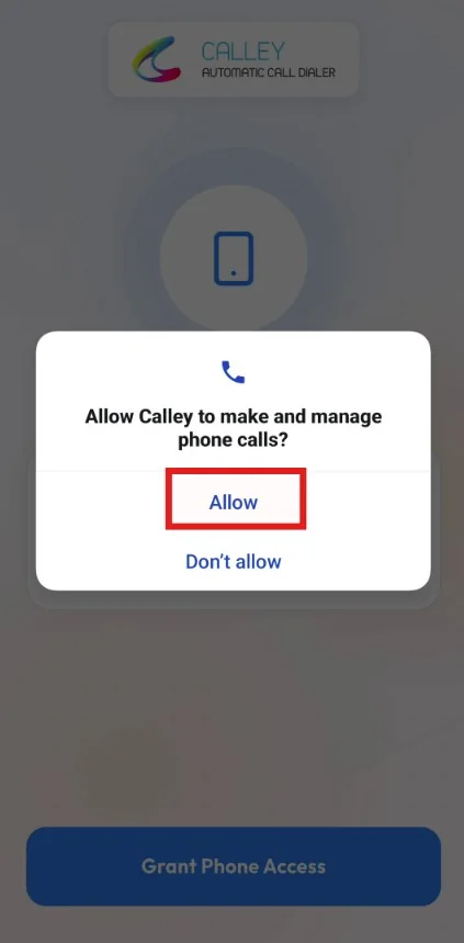 Calley Android app setup step 5