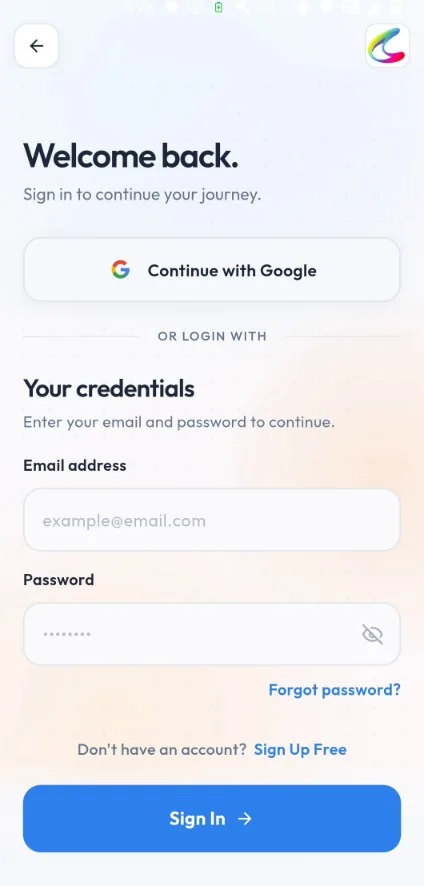 Calley Android app setup step 1