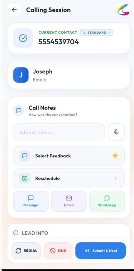 Calley Android app autodialing step 7