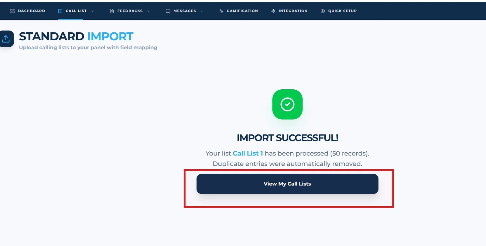 Web panel setup step 9