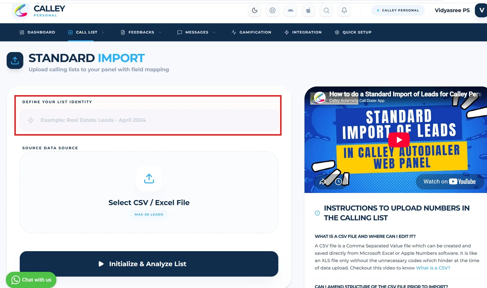 Web panel setup step 4