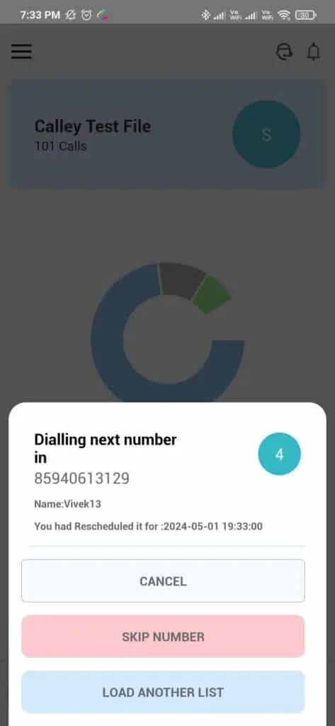 calling scheduled number