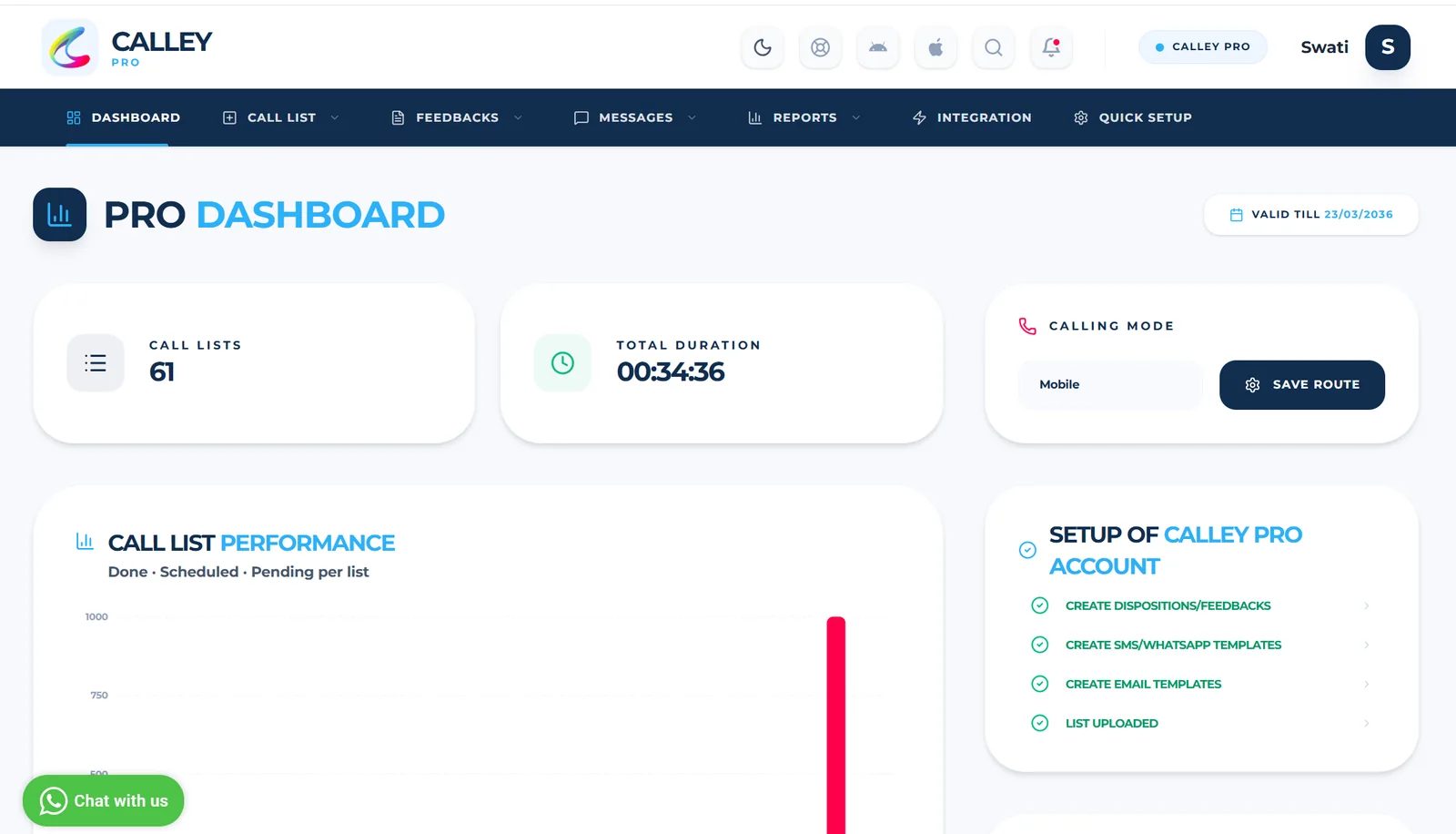 Google Calendar sync with Calley, step 2: As you Login, you are on Dashboard