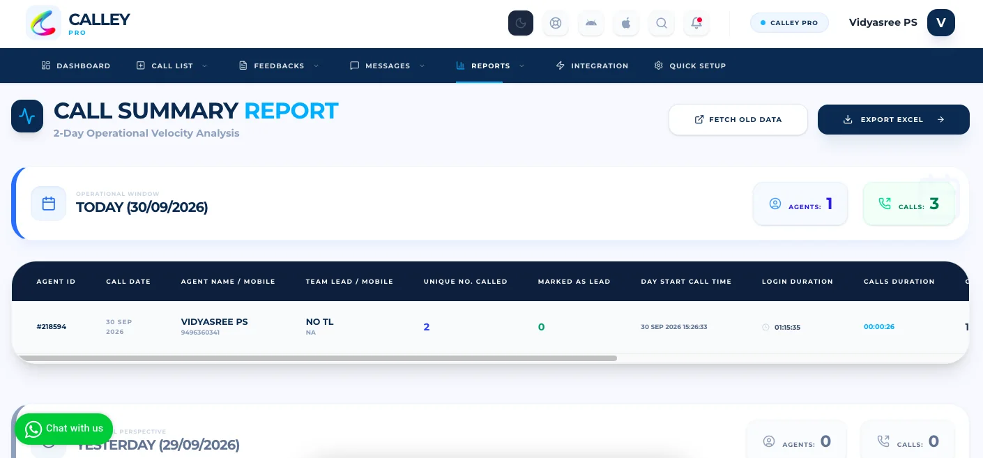 Call Summary Report in Calley Autodialer Web Panel