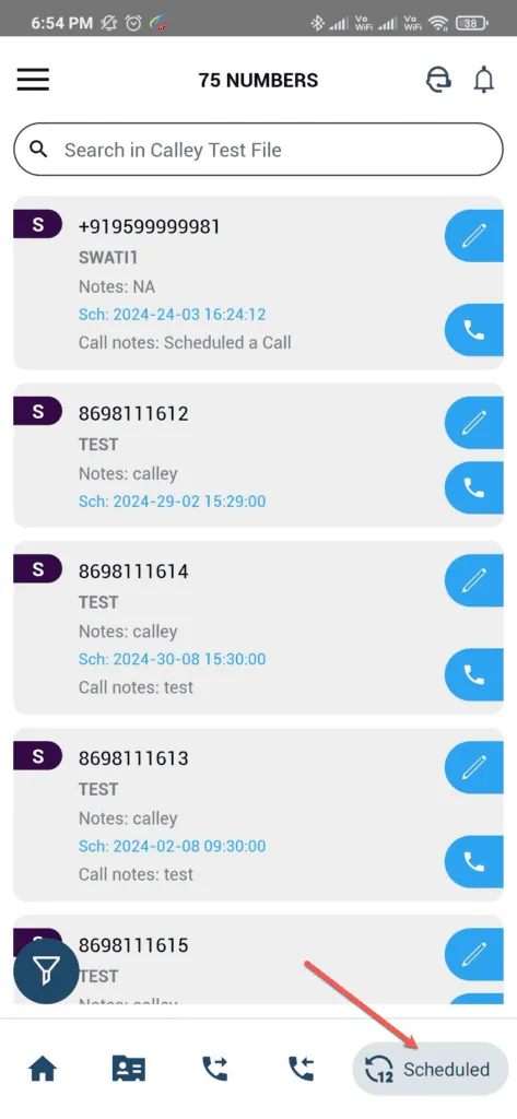 scheduled calls mobile