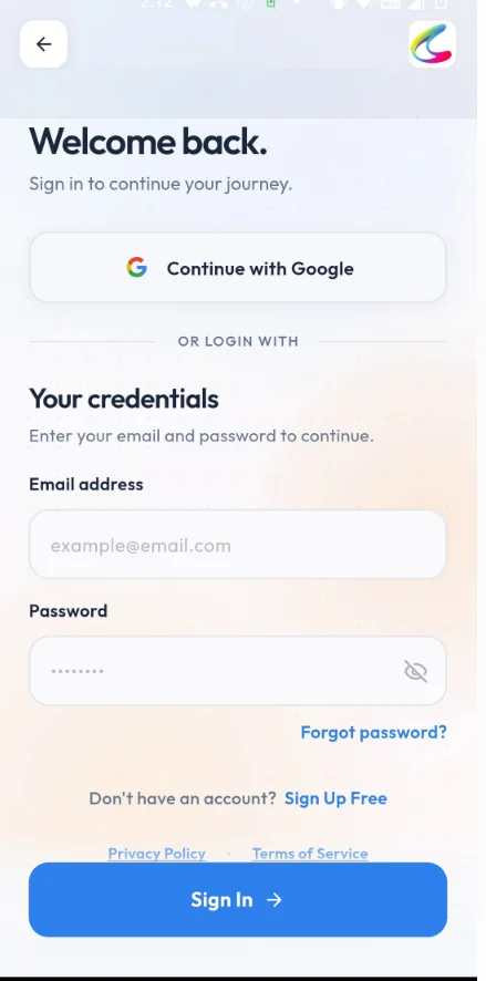 Autodial with Calley and TextNow: Step 4 - Login to the app using the same credentials as of your web panel.