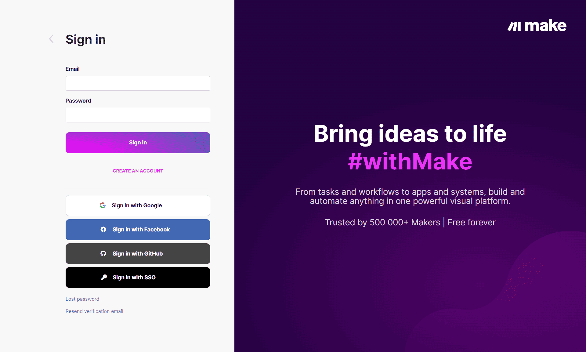Login to make.com