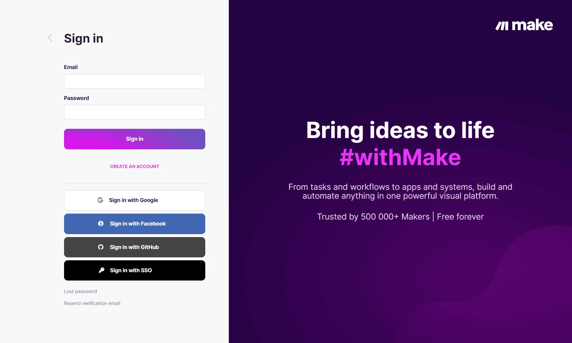 Login to make.com