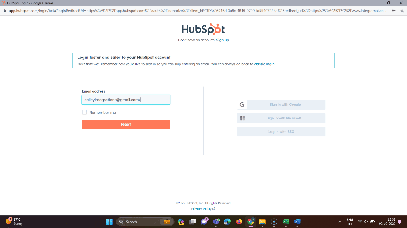 Click on add button to connect make.com with HubSpot CRM. Add a login credential and connect to hubspot.