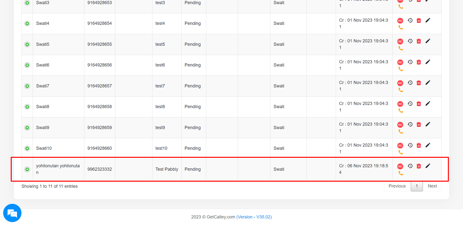 Check the Lead imported in selected Call list or not on Calley WebPanel