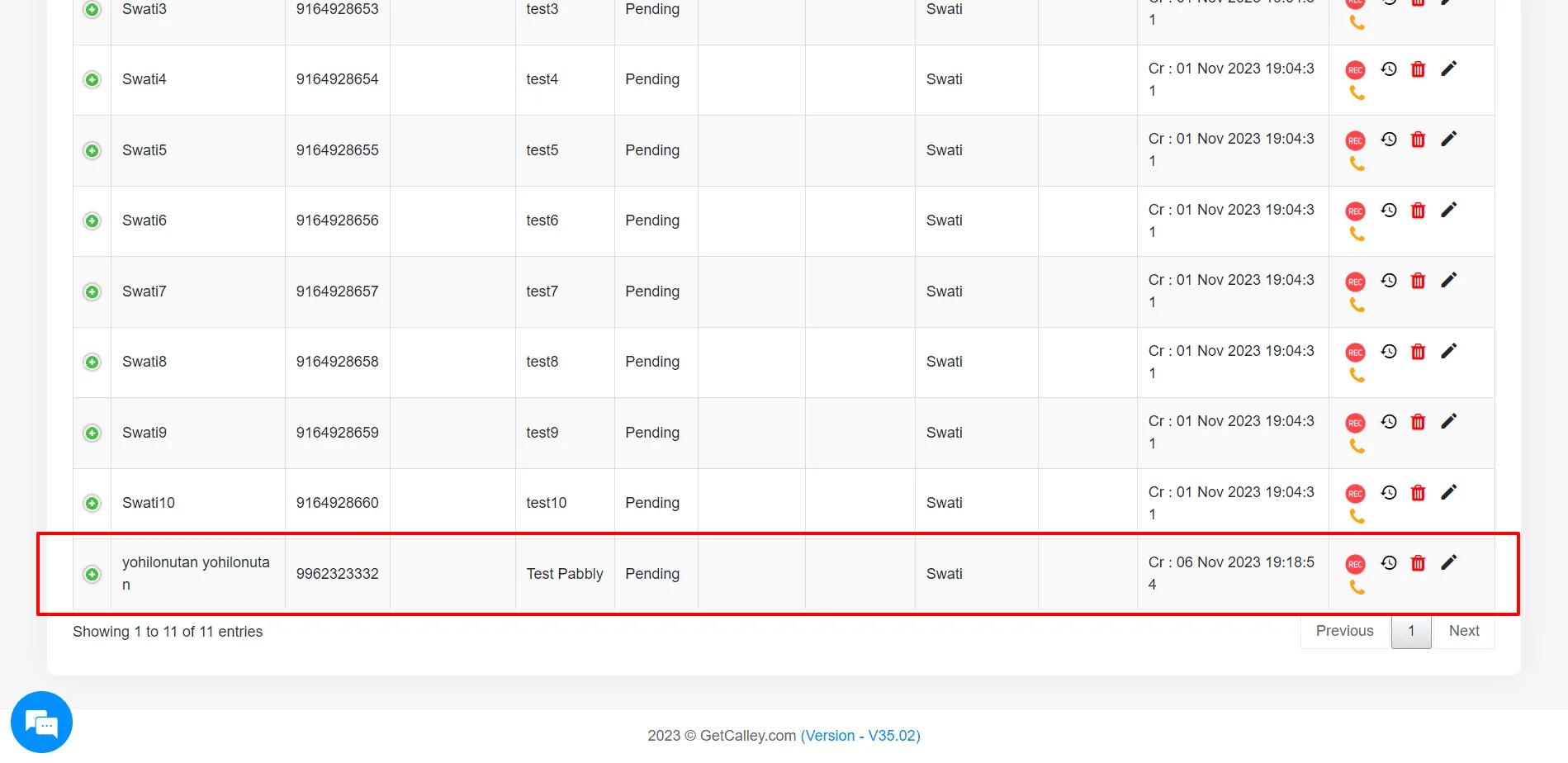Check the Lead imported in selected Call list or not on Calley WebPanel