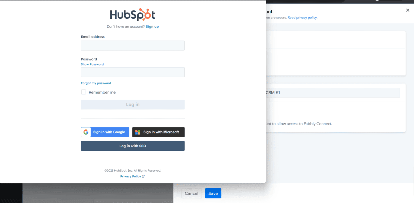 Login to your HubSpot. Select an account and connect HubSpot to Pabbly.
